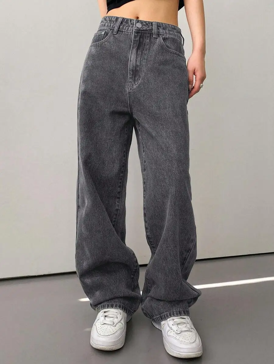 Loose Fit Wide Leg Denim Jeans With Pockets For Women
Loose Fit Wide Leg Denim Jeans With Pockets For Women