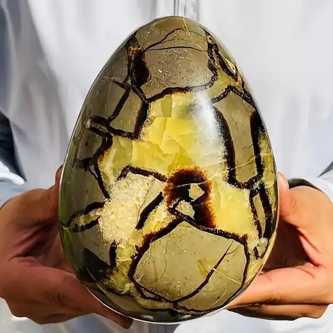 CrystalHola Septarian Dragon Egg Turtle Back  Stone Statue 500-1200g Natural Quartz  Healing  Stones Natural  Crystal Crafts