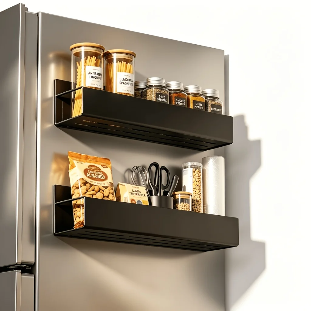Magnetic Fridge Organizer Rack, Strong Magnet Kitchen Storage Shelf, No-Drill Washing Machine Side Spice Holder, Multi-functional Organizer Basket
Magnetic Fridge Organizer Rack, Strong Magnet Kitchen Storage Shelf, No-Drill Washing Machine Side Spice Holder, Multi-functional Organizer Basket