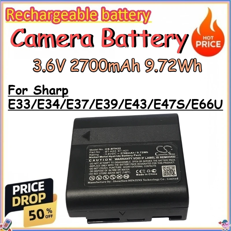 3.6V 2700mAh 9.72Wh Camera Battery for Sharp E33/E34/E37/E39/E43/E47S/E66U Replace Rechargeable Digital Camera Battery
3.6V 2700mAh 9.72Wh Camera Battery for Sharp E33/E34/E37/E39/E43/E47S/E66U Replace Rechargeable Digital Camera Battery