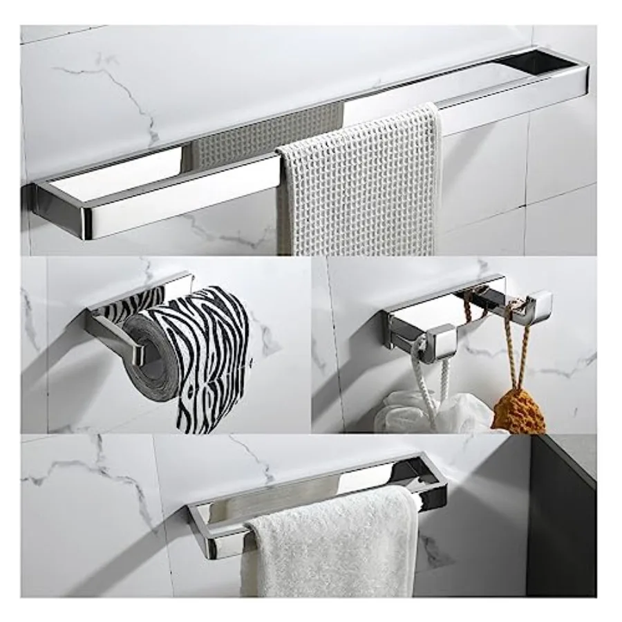 4-Piece Bathroom Hardware Accessories Set Polished Towel Bar Set Square Towel Holder Kit Stainless Steel Wall Mounted
4-Piece Bathroom Hardware Accessories Set Polished Towel Bar Set Square Towel Holder Kit Stainless Steel Wall Mounted