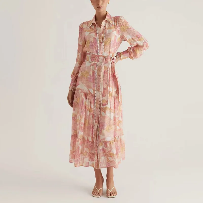 Artistic Style Lapel Shirtdress 2025 New Printing Design Lace-up Waist Slimming Long Dress Women's Summer
Artistic Style Lapel Shirtdress 2025 New Printing Design Lace-up Waist Slimming Long Dress Women's Summer