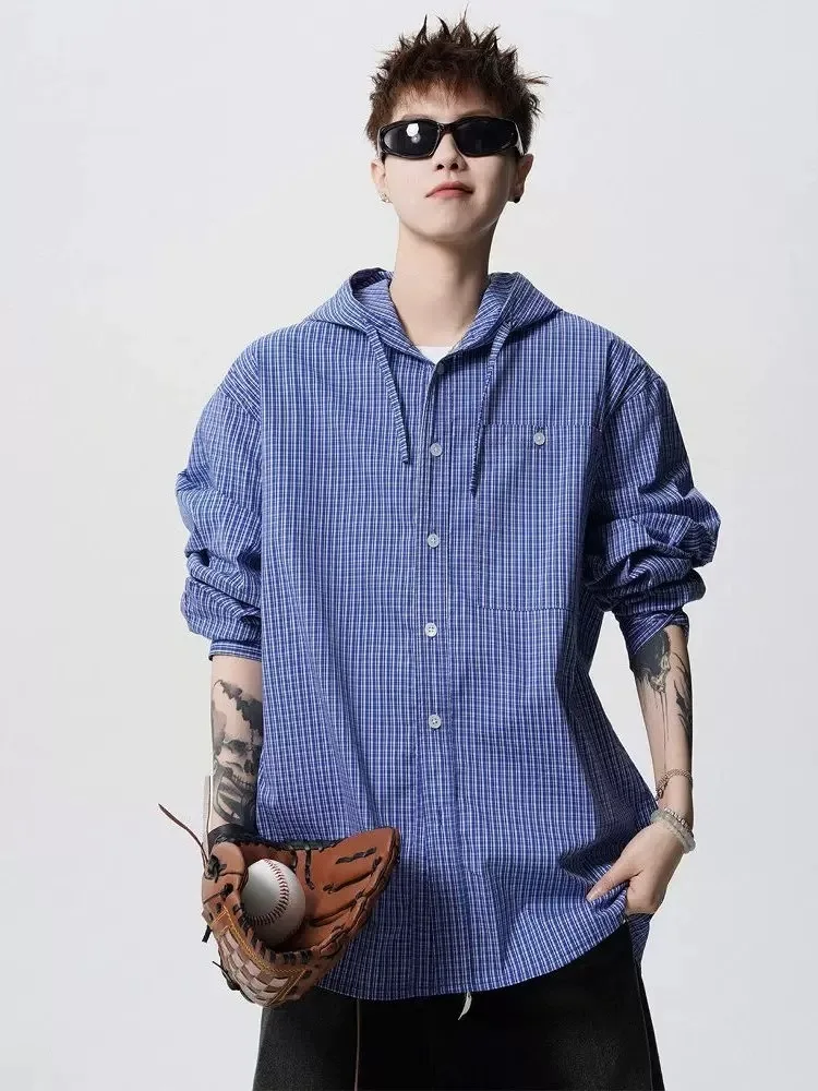 Male Plaid Blue Hooded Shirts Tops Men Trendy Senior Hip Hop Casual Daily Streetwear Handsome Fashion Long Sleeve Vintage Blouse
Male Plaid Blue Hooded Shirts Tops Men Trendy Senior Hip Hop Casual Daily Streetwear Handsome Fashion Long Sleeve Vintage Blouse