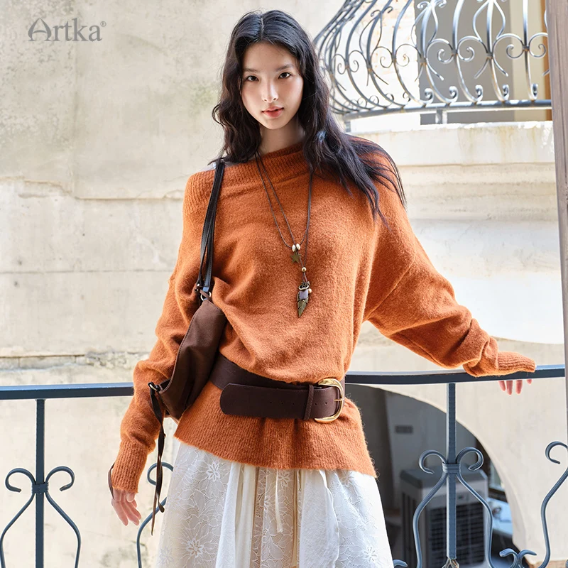 ARTKA 2023, осенний новый женский свитер, элегантный свободный ленивый стиль, шерстяной вязаный свитер с длинными рукавами, пуловер, мягкие свитера YB32051Q 
ARTKA 2023, осенний новый женский свитер, элегантный свободный ленивый стиль, шерстяной вязаный свитер с длинными рукавами, пуловер, мягкие свитера YB32051Q
