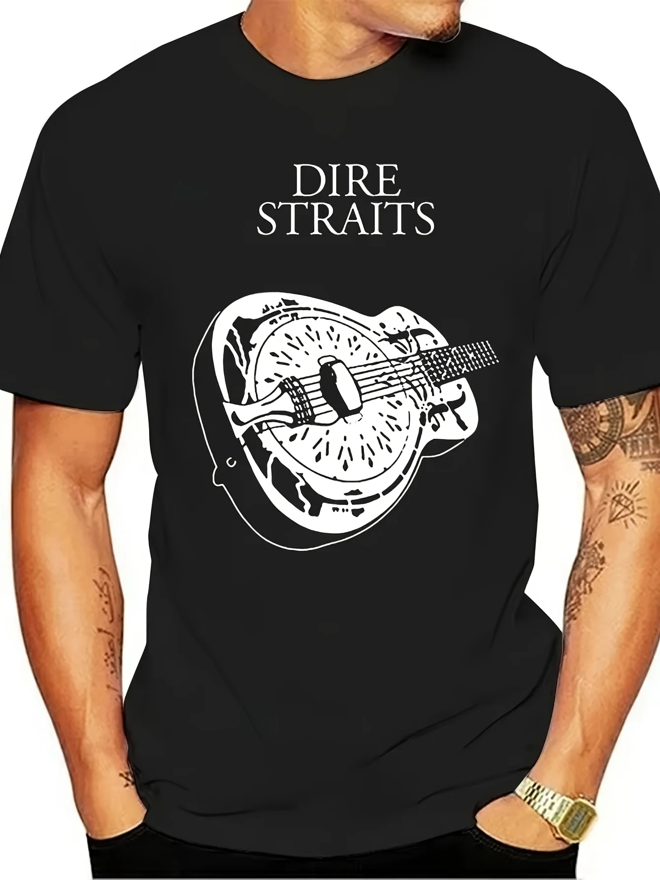 Мужская футболка с логотипом гитары Dire Straits Band — черно-белая винтажная рок-футболка, уличная рубашка большого размера с круглым вырезом
Мужская футболка с логотипом гитары Dire Straits Band — черно-белая винтажная рок-футболка, уличная рубашка большого размера с круглым вырезом