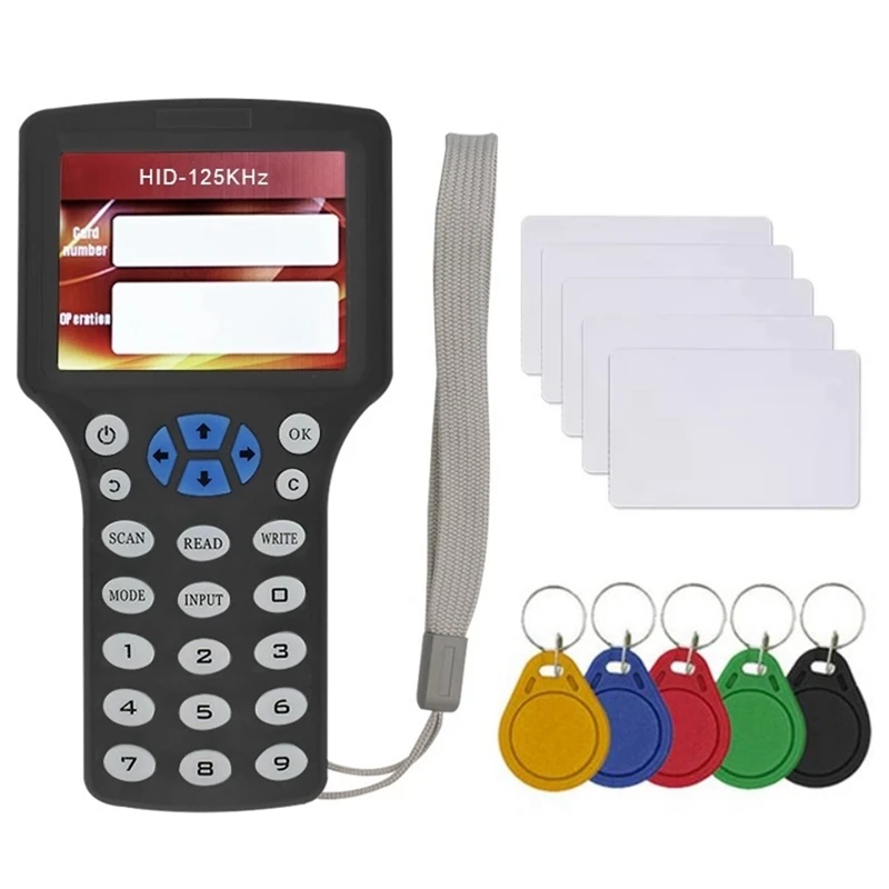 10 Frequency RFID NFC Smart Card Reader Writer Duplicator+5XUID Card/Keychain 125K 13.56Mhz RFID Copier Key Replicator
10 Frequency RFID NFC Smart Card Reader Writer Duplicator+5XUID Card/Keychain 125K 13.56Mhz RFID Copier Key Replicator