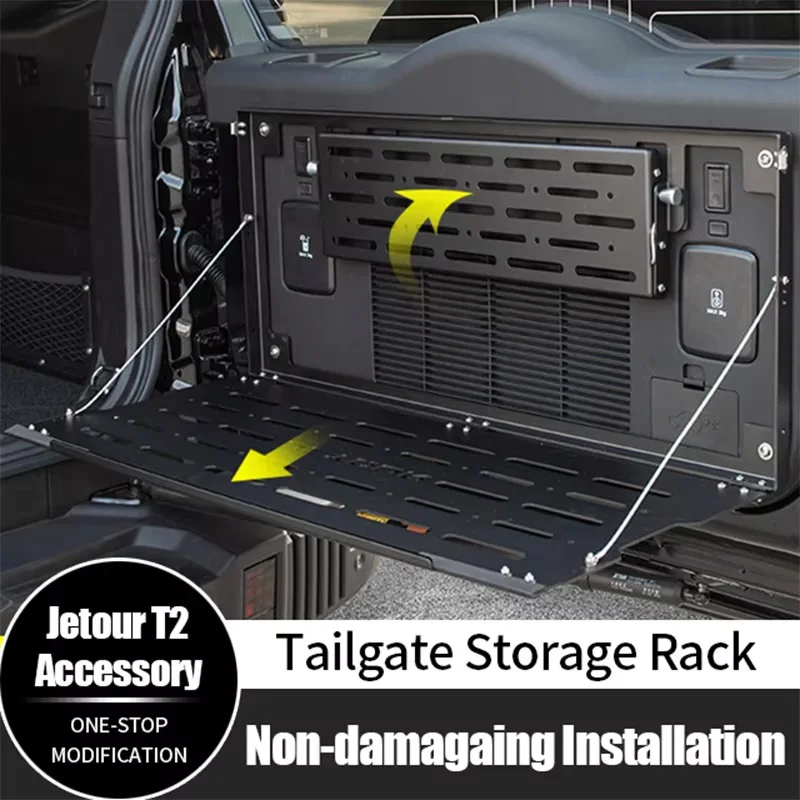 For Jetour T2 Traveler 2023+ Tailgate Table Foldable Black Aluminum Rear Door Storage Shelf Panel 2026 Hot-selling Accessories
For Jetour T2 Traveler 2023+ Tailgate Table Foldable Black Aluminum Rear Door Storage Shelf Panel 2026 Hot-selling Accessories