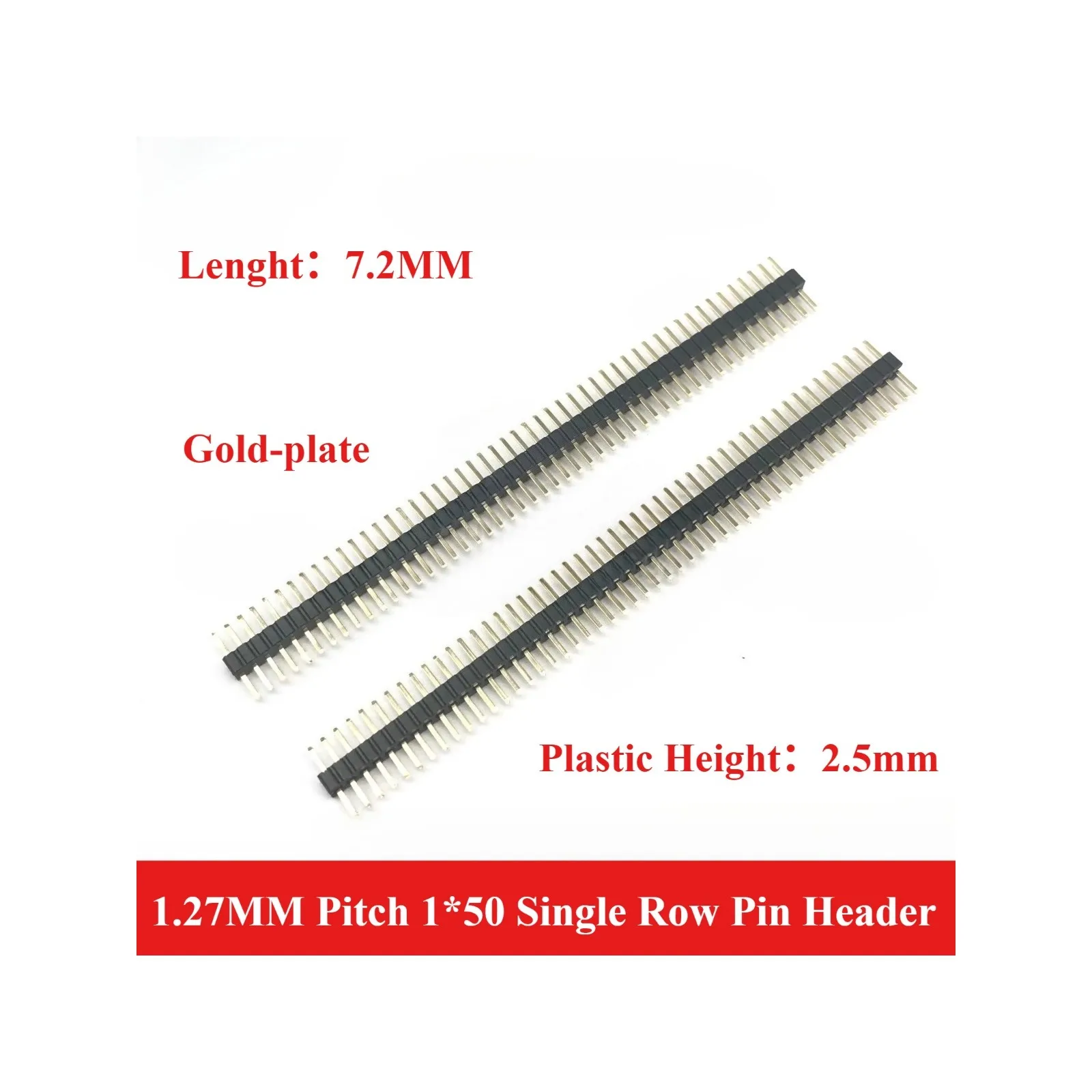 10pcs 1x50P 1.27mm Pin Header, 0.05" PCB Male Pin,Breakaway Pin,Straight,Single Row Single Plastic,L7.2mm Golden-Plated Rohs
10pcs 1x50P 1.27mm Pin Header, 0.05" PCB Male Pin,Breakaway Pin,Straight,Single Row Single Plastic,L7.2mm Golden-Plated Rohs