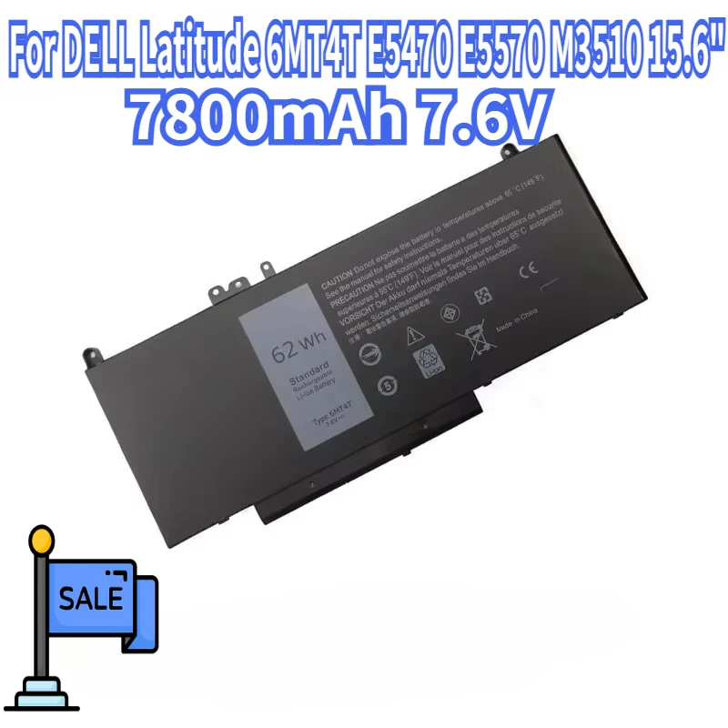 7800mAh 7.6V 62WH 6MT4T Laptop Battery for DELL Latitude E5470 E5570 M3510 15.6" Notebook 7V69Y TXF9M 79VRK 07V69Y
7800mAh 7.6V 62WH 6MT4T Laptop Battery for DELL Latitude E5470 E5570 M3510 15.6" Notebook 7V69Y TXF9M 79VRK 07V69Y