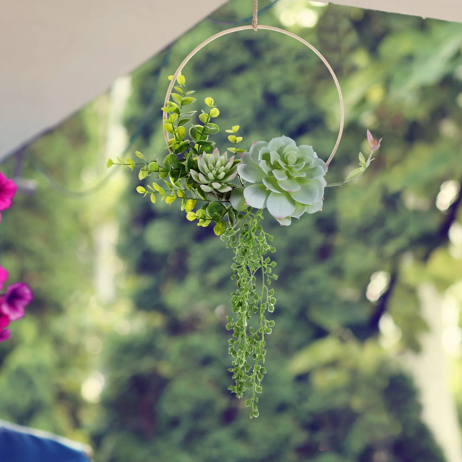 Artificial Succulents Wreath Exquisite Bamboo Plastic Simulation Hanging Front Door Garden Wall Decoration Wreath Decor 
Artificial Succulents Wreath Exquisite Bamboo Plastic Simulation Hanging Front Door Garden Wall Decoration Wreath Decor