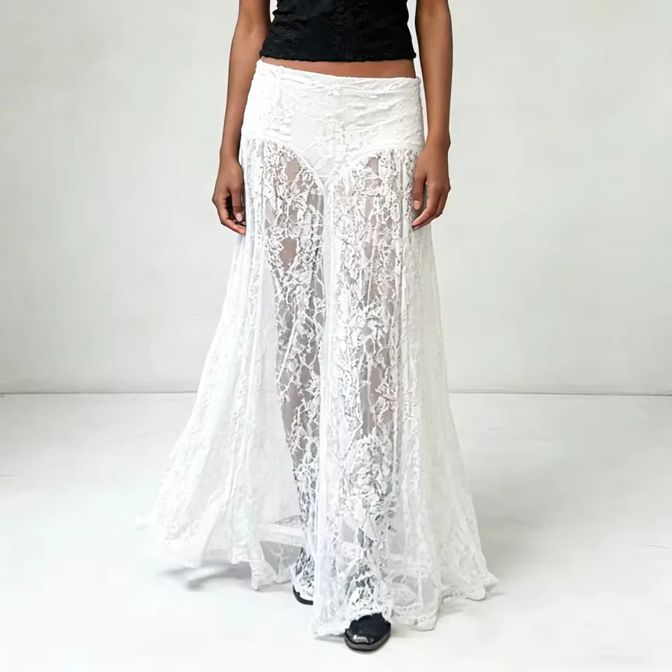 Womens Sexy Lace Fish Tail Dress Floral Embroidery Lining High Waist Pleated Skirts Transparent Lace Elegant Party Club Wear
Womens Sexy Lace Fish Tail Dress Floral Embroidery Lining High Waist Pleated Skirts Transparent Lace Elegant Party Club Wear