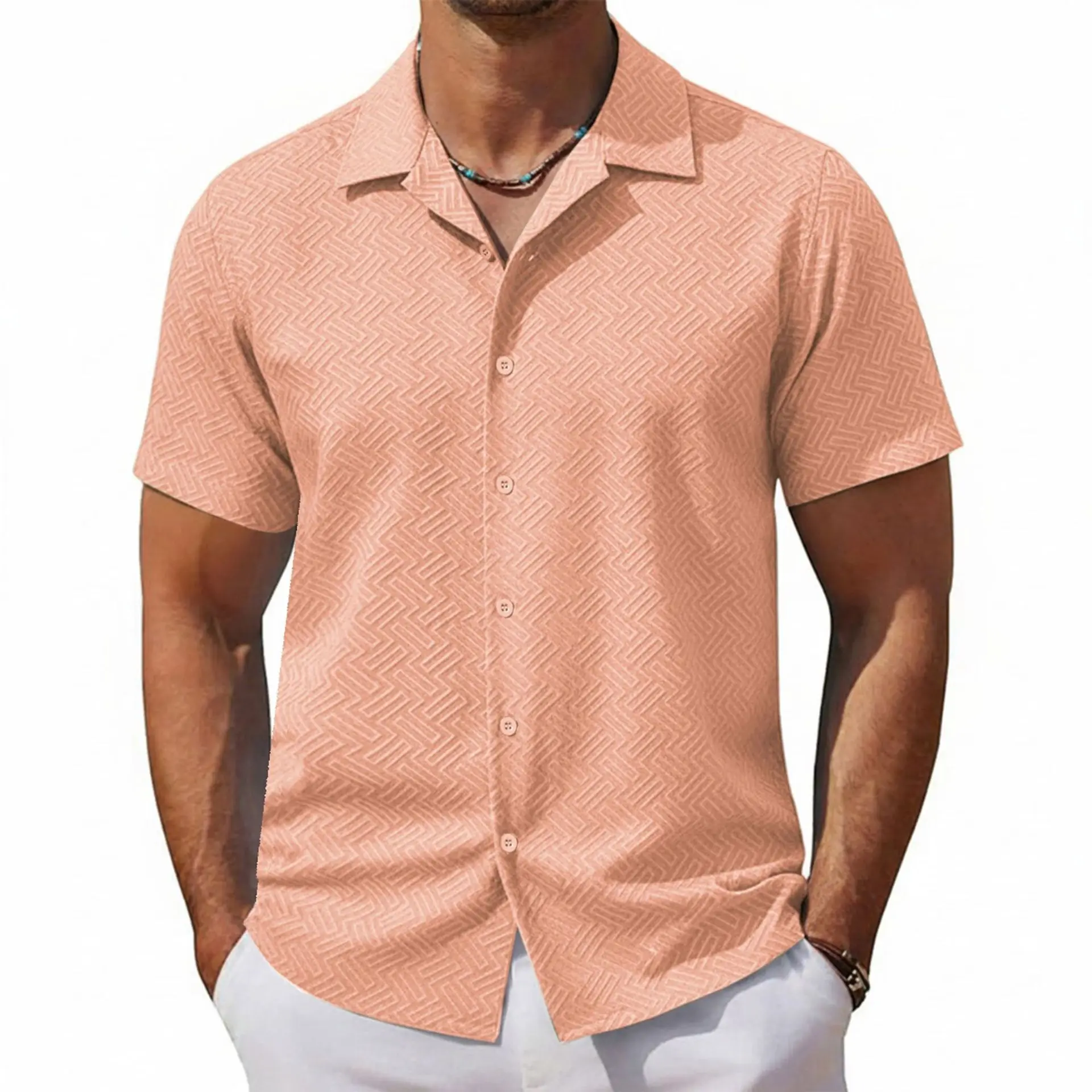 Summer New Orange Pink Z-pattern Shirt Solid Color Lapel Shirt Men's Clothing
Summer New Orange Pink Z-pattern Shirt Solid Color Lapel Shirt Men's Clothing