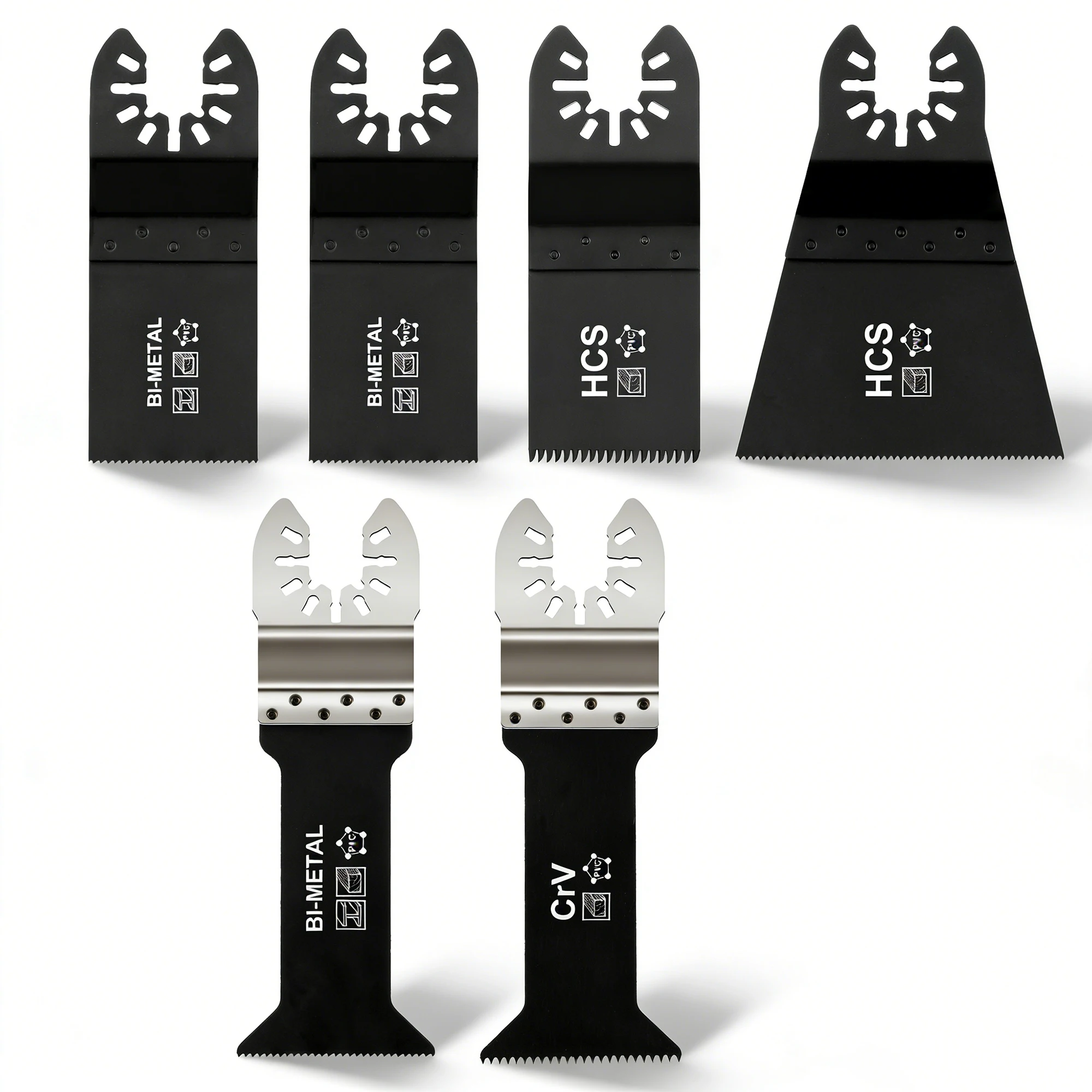 6PCS Professional Universal Wood Metal Plastic PVC Cutting Oscillating Multitool Blade Quick Release Bi-metal HCS Saw Blades
6PCS Professional Universal Wood Metal Plastic PVC Cutting Oscillating Multitool Blade Quick Release Bi-metal HCS Saw Blades