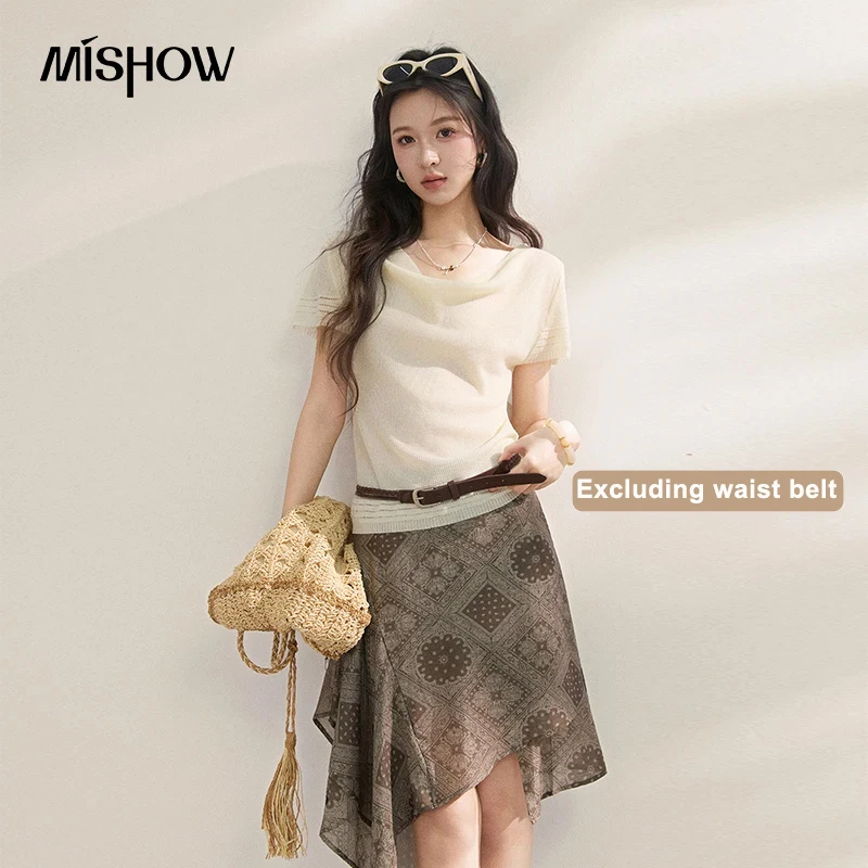 MISHOW Women Lyocell Knit Short Sleeve Top 2026 New Summer Cowl Neck Hollow Out Soft Slim Tee Casual Elegant T-Shirt MXF16Z3032
MISHOW Women Lyocell Knit Short Sleeve Top 2026 New Summer Cowl Neck Hollow Out Soft Slim Tee Casual Elegant T-Shirt MXF16Z3032