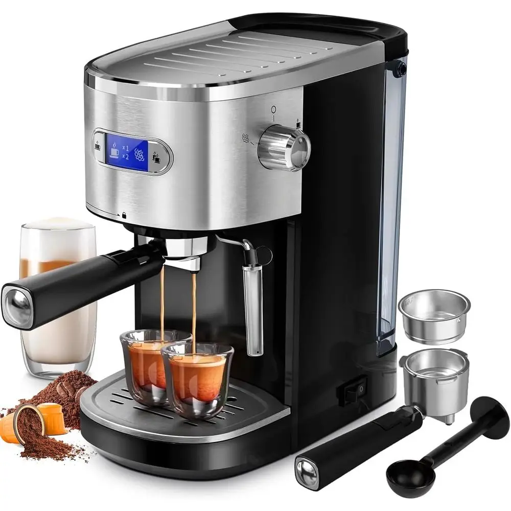 Commercial hine 20 Bar, Compact Maker with Milk rother Steam Wand, Expro Coee hines with 45 OZ Removable Water Tank or puccino,
Commercial hine 20 Bar, Compact Maker with Milk rother Steam Wand, Expro Coee hines with 45 OZ Removable Water Tank or puccino,