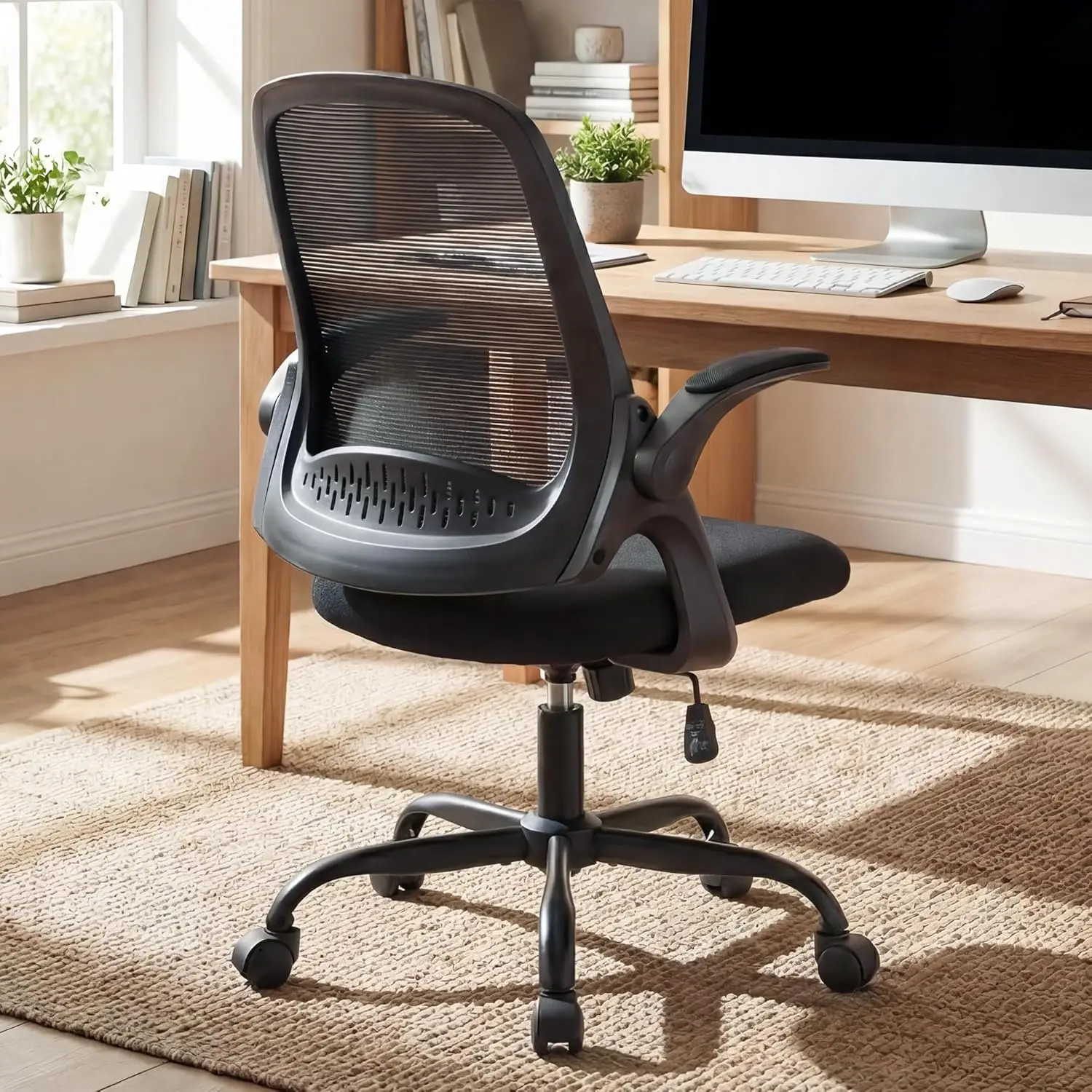 Ergonomic Mesh Office Chair with Flip-up Arms, Lumbar Support, Adjustable Height, Rolling Wheels for Home Office
Ergonomic Mesh Office Chair with Flip-up Arms, Lumbar Support, Adjustable Height, Rolling Wheels for Home Office