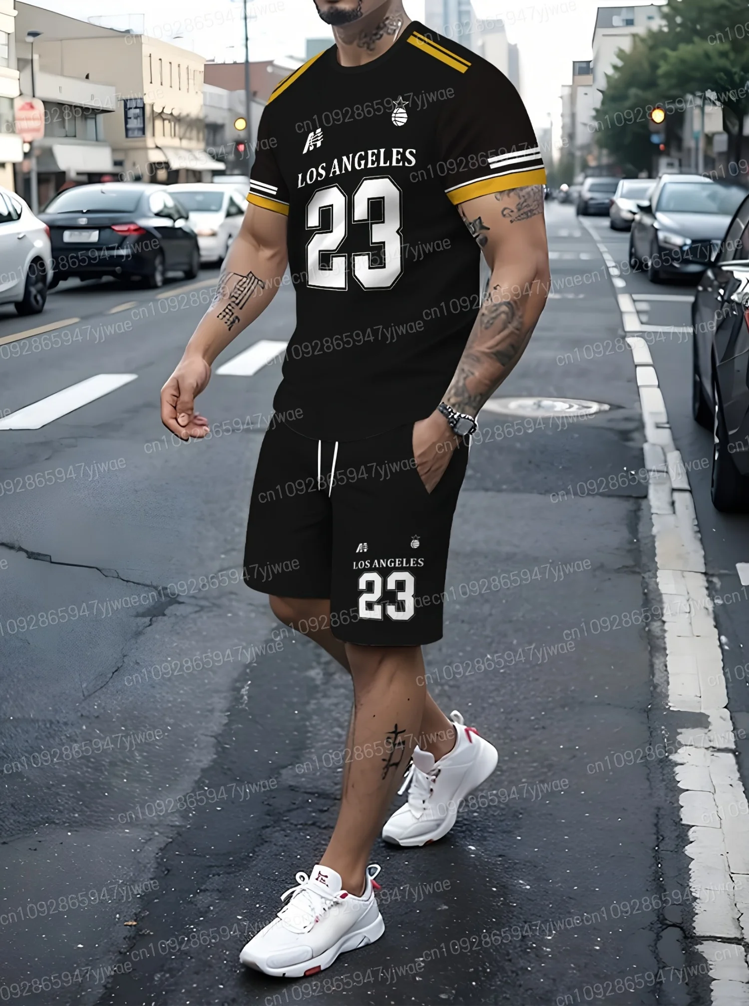 Summer Men23 Los Angeles Print Men's Short Sleeve T-Shirt Shorts Set Adult Gym Jogging Tracksuit 2 Piece Set Men Sport Clothing
Summer Men23 Los Angeles Print Men's Short Sleeve T-Shirt Shorts Set Adult Gym Jogging Tracksuit 2 Piece Set Men Sport Clothing