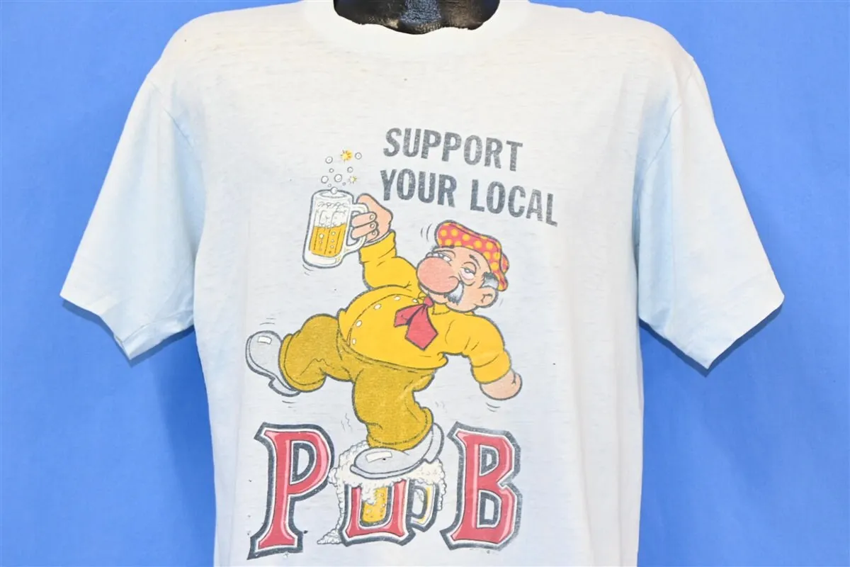 70-е годы поддерживает местный паб-бар, пиво, пиво, забавная потертая футболка с героями мультфильмов, большая 
70-е годы поддерживает местный паб-бар, пиво, пиво, забавная потертая футболка с героями мультфильмов, большая