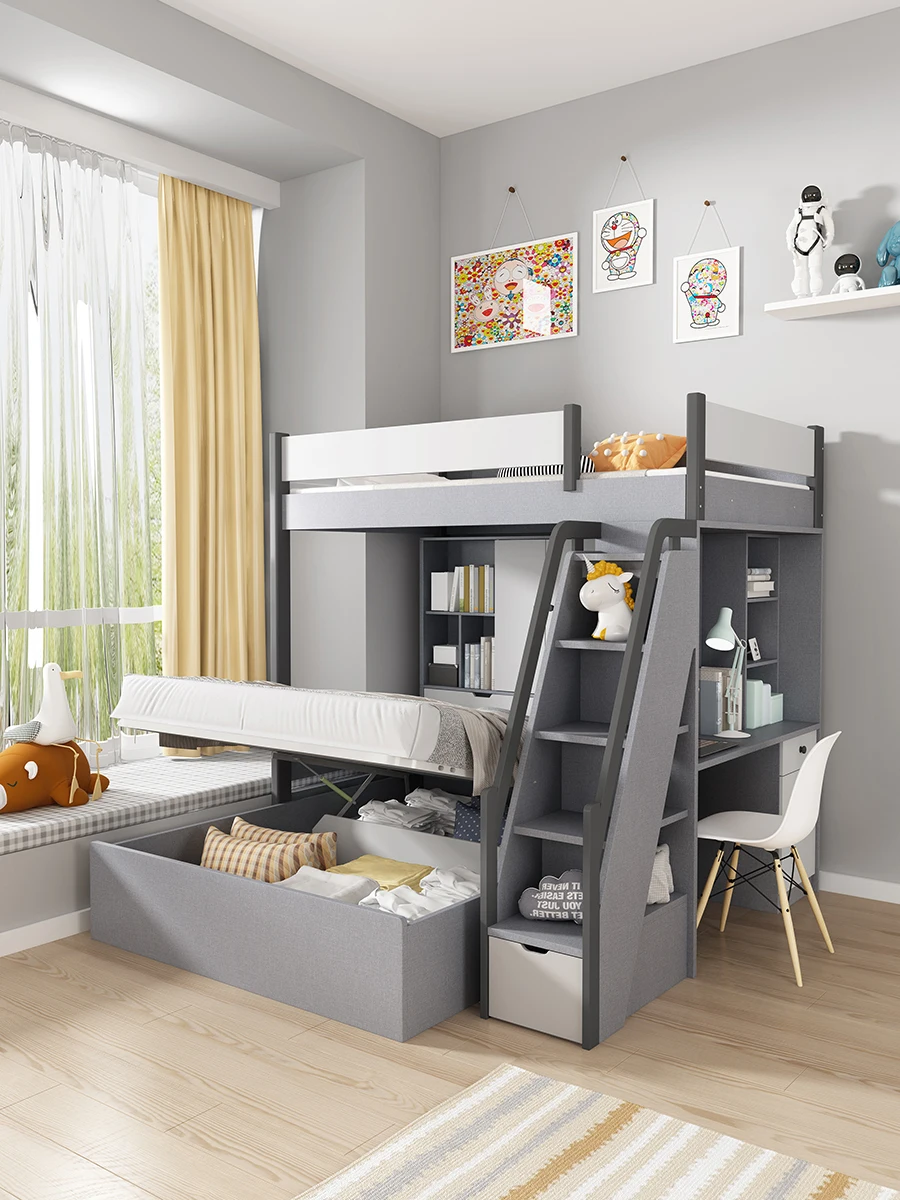 Staggered upper and lower beds Adult small apartment multi-functional combination bed
Staggered upper and lower beds Adult small apartment multi-functional combination bed
