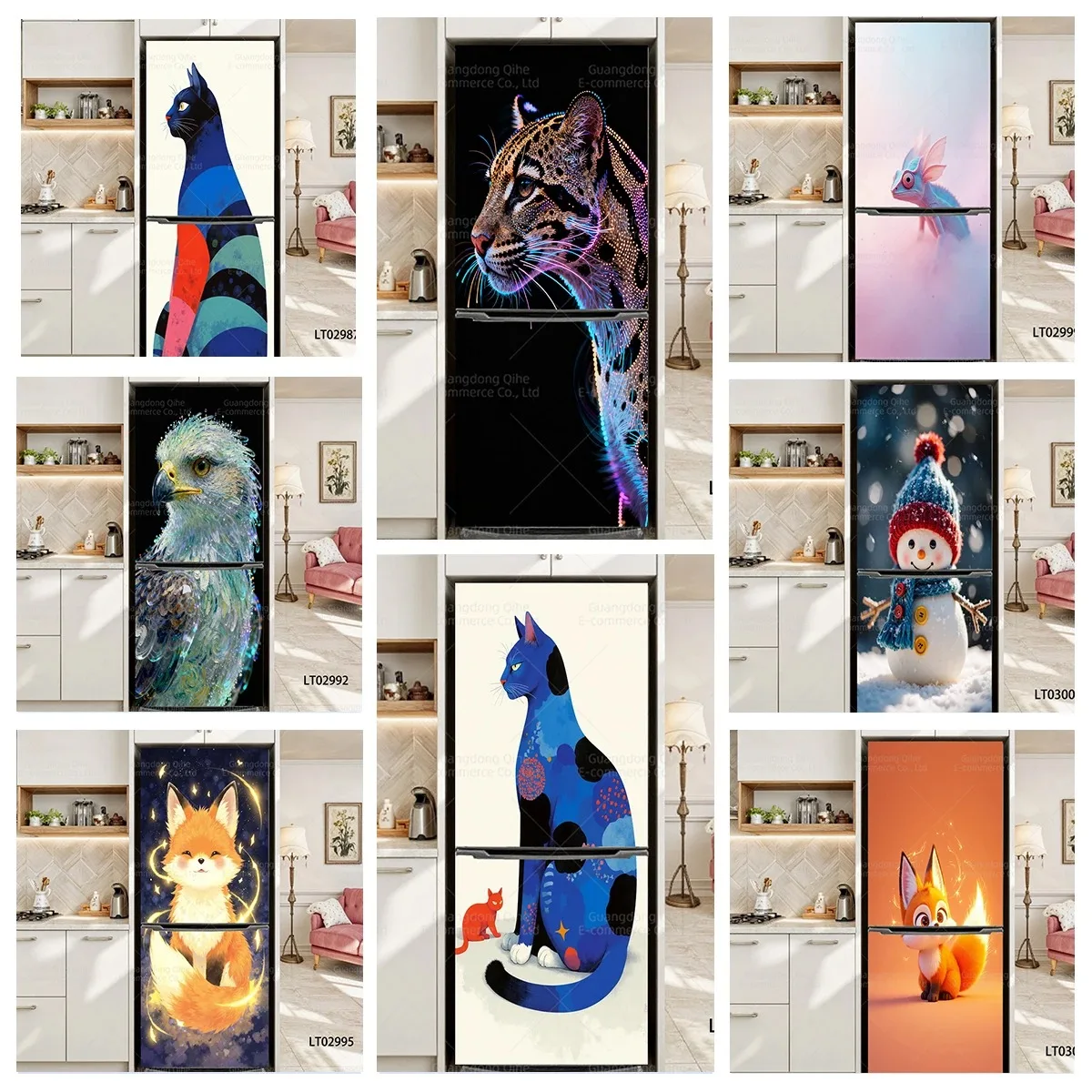Creative Animal Cat Leopard Fox Eagle Snowman Refrigerator Door Sticker Waterproof Fridge Mural Wrap for Kitchen Home Decor
Creative Animal Cat Leopard Fox Eagle Snowman Refrigerator Door Sticker Waterproof Fridge Mural Wrap for Kitchen Home Decor