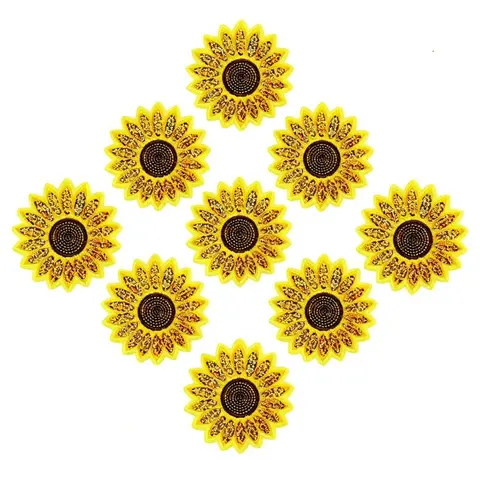 10 Pcs Sunflower Embroidery Patches Fabric For T-Shirt Bags Curtain  Accessories DIY Iron On Stickers Repair