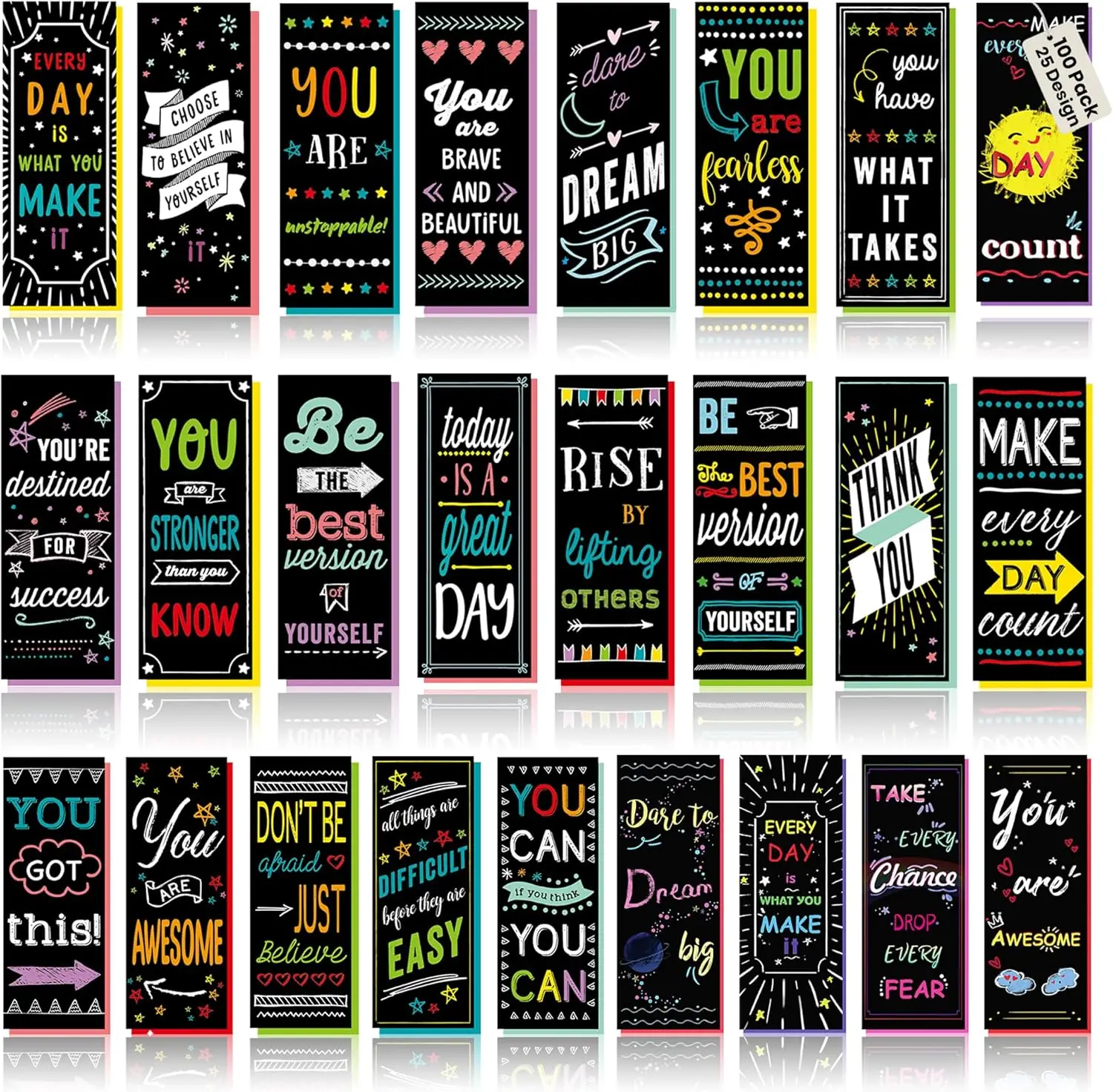 Inspirational Bookmarks Bulk 100-Pack with Motivational Sayings for Students, Teachers, and Readers
Inspirational Bookmarks Bulk 100-Pack with Motivational Sayings for Students, Teachers, and Readers