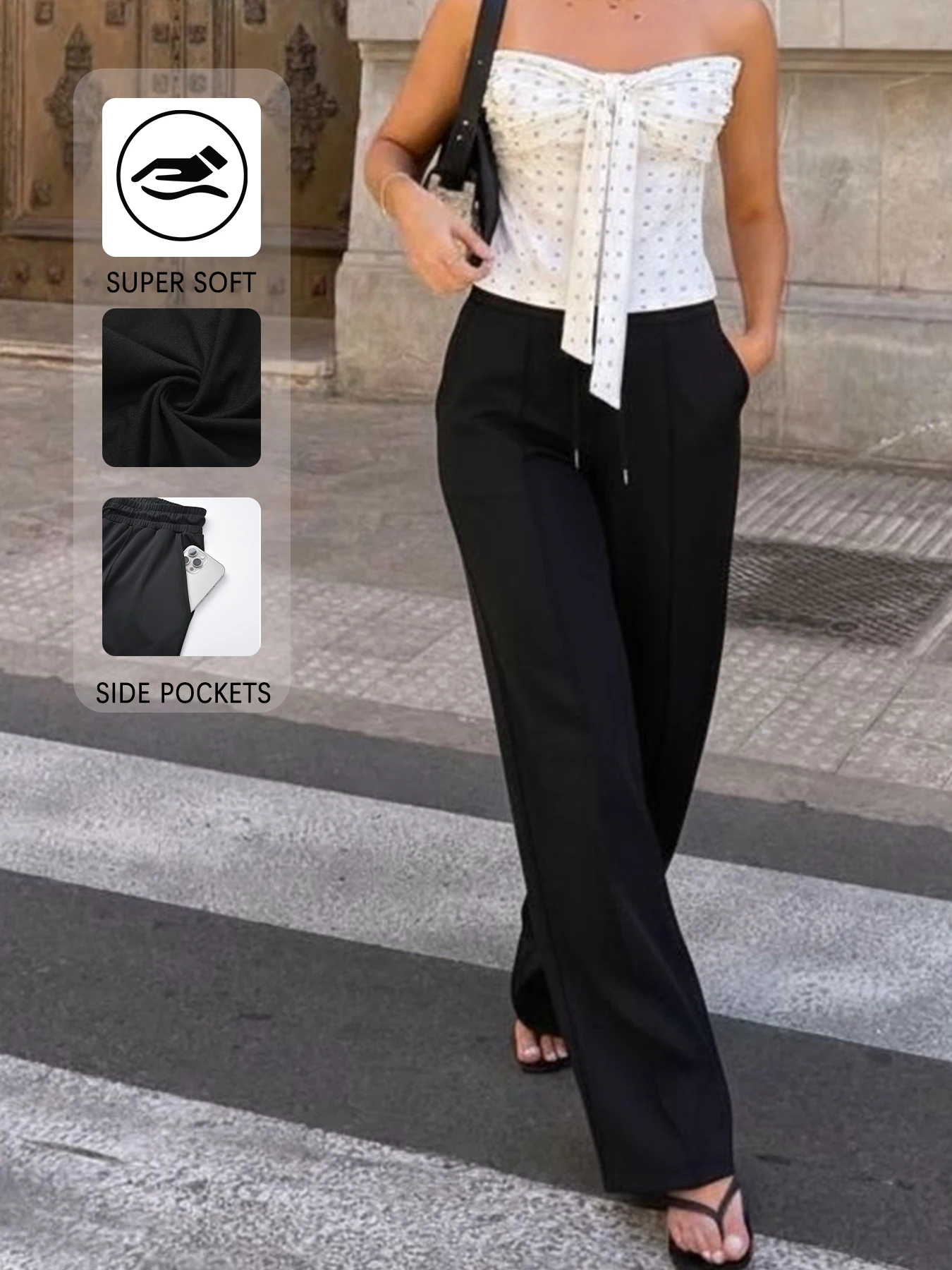 Женские спортивные брюки с широкими штанинами и карманами, свободного кроя
Женские спортивные брюки с широкими штанинами и карманами, свободного кроя