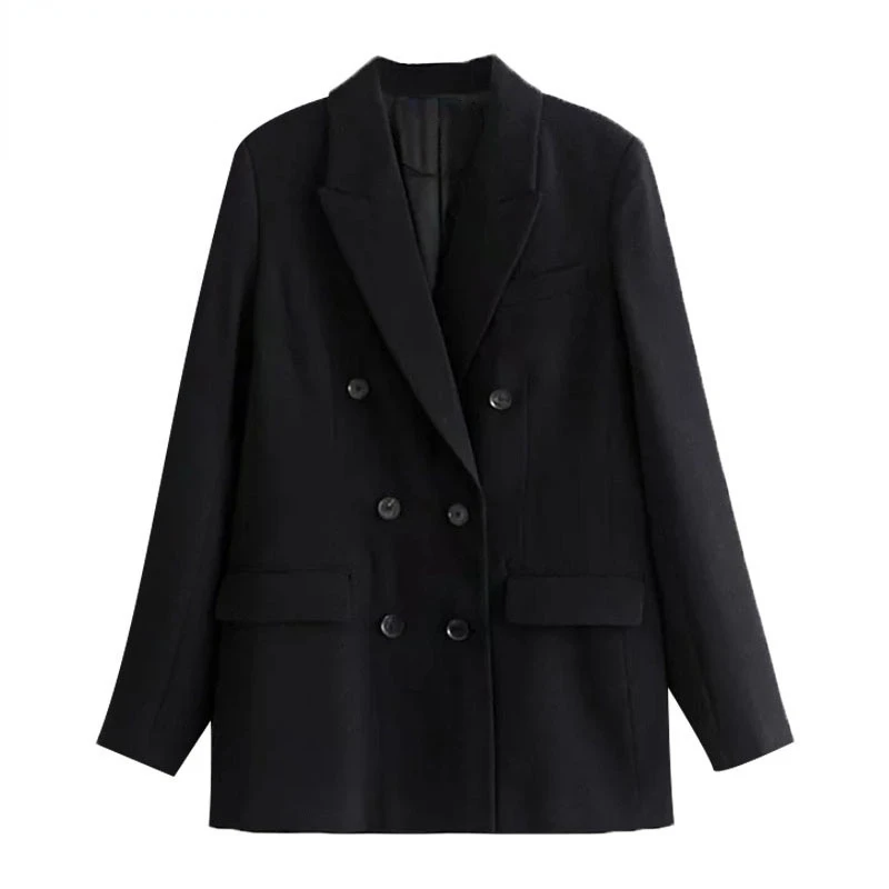 Women Fashion Double Breasted Black Blazer Coat Vintage Long Sleeve Pockets Female Outerwear Chic Veste Femme
Women Fashion Double Breasted Black Blazer Coat Vintage Long Sleeve Pockets Female Outerwear Chic Veste Femme