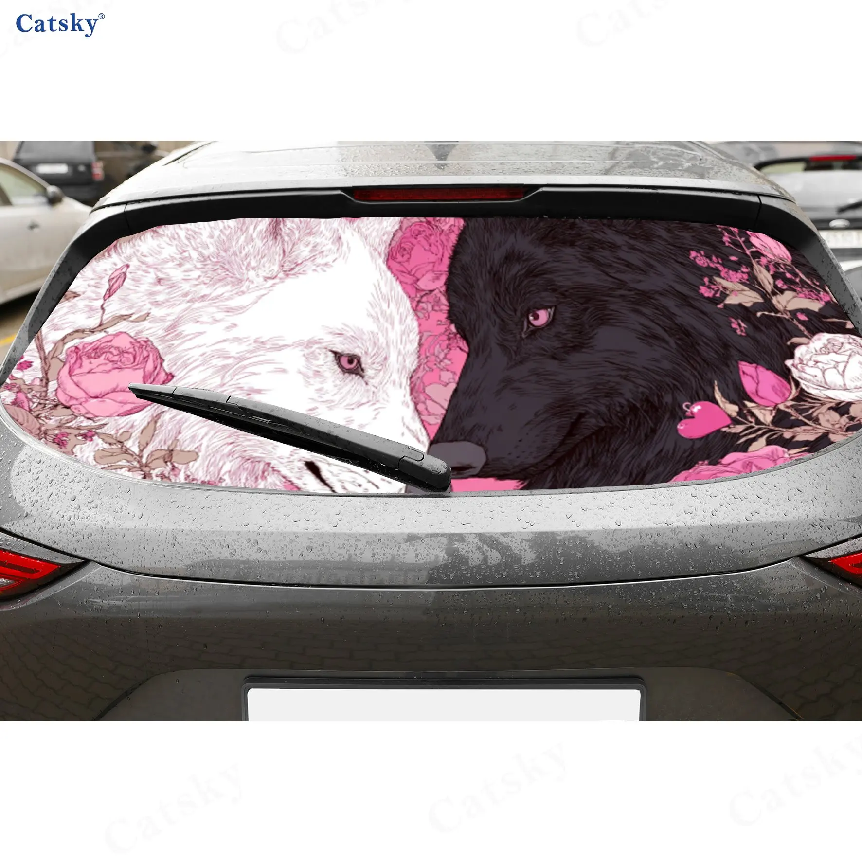 Enchanting Black and White Wolves PVC Perforated Car Vinyl Wraps, Durable Car Rear Windshield Sticker, Waterproof Car Rear Windo
Enchanting Black and White Wolves PVC Perforated Car Vinyl Wraps, Durable Car Rear Windshield Sticker, Waterproof Car Rear Windo