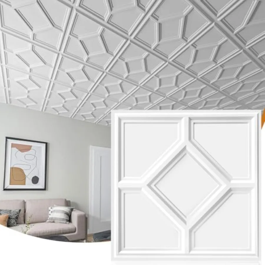 12-Pack 24"x24" Drop Ceiling Tiles, 3D Decorative Glue Up Ceiling Tiles
12-Pack 24"x24" Drop Ceiling Tiles, 3D Decorative Glue Up Ceiling Tiles