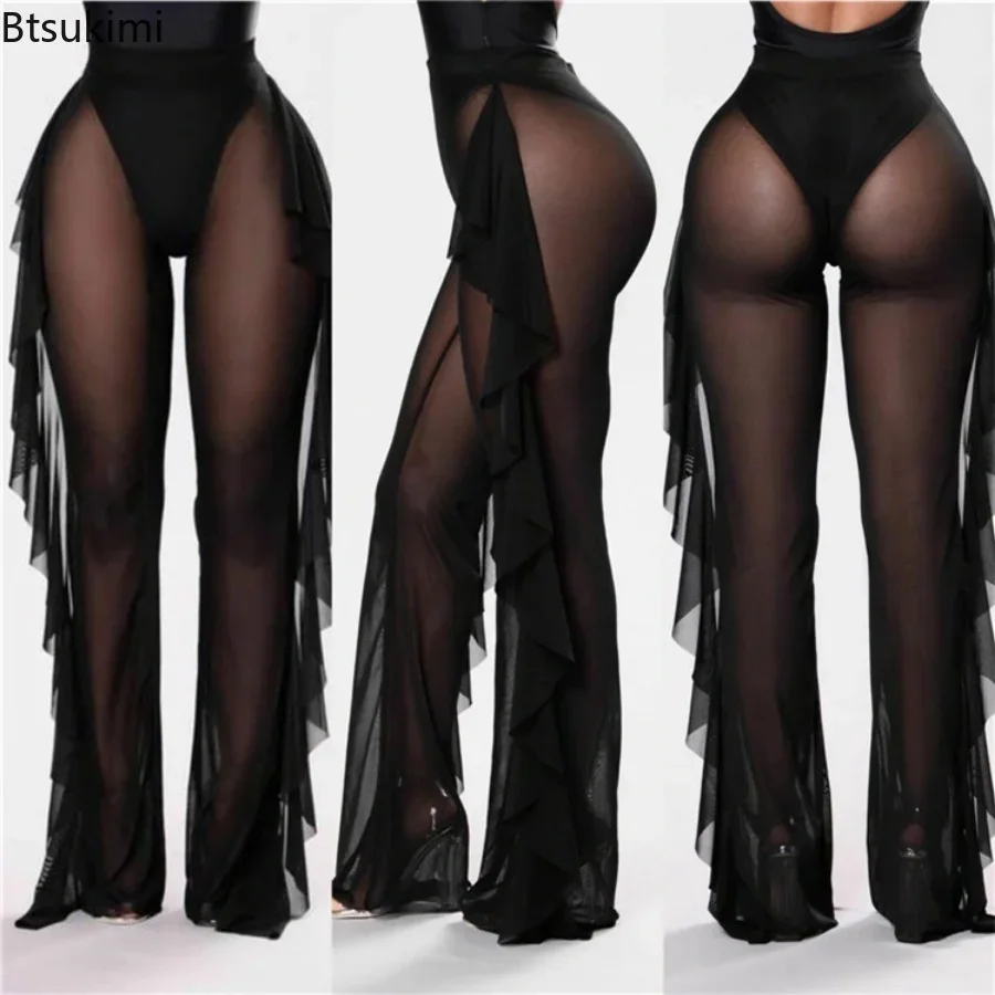 2024 Women's Summer Pants Ruffles See Through Beach Cover Ups Female Holiday Beach Bathing Clothing High Waist Skinny Trousers
2024 Women's Summer Pants Ruffles See Through Beach Cover Ups Female Holiday Beach Bathing Clothing High Waist Skinny Trousers