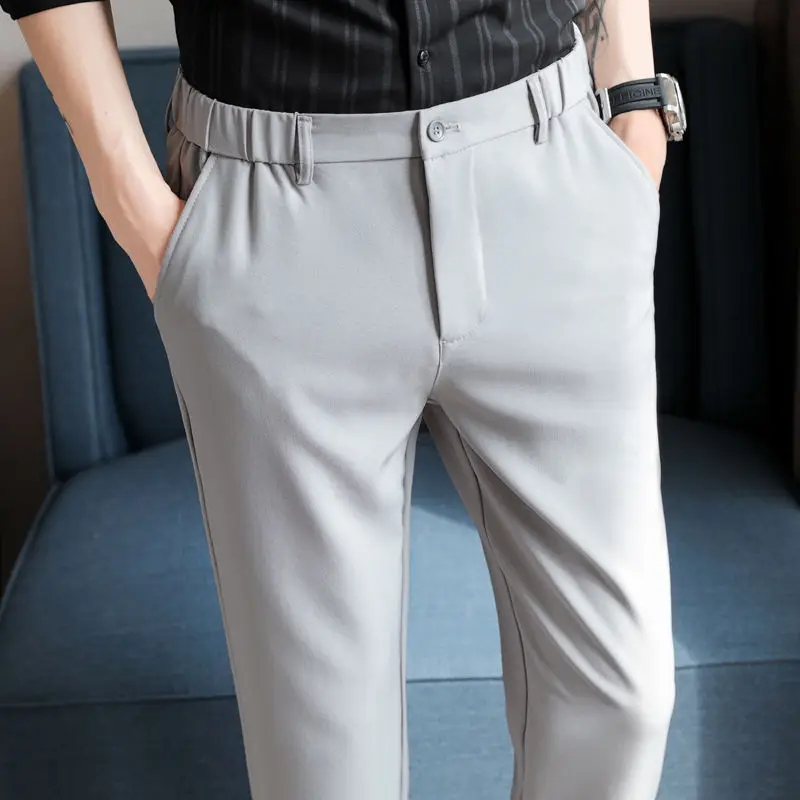 Side Elastic Trousers Men Korean Slim Casual Business Nine-point Small Feet Without Ironing Versatile Trendy Brand Suit Pants
Side Elastic Trousers Men Korean Slim Casual Business Nine-point Small Feet Without Ironing Versatile Trendy Brand Suit Pants