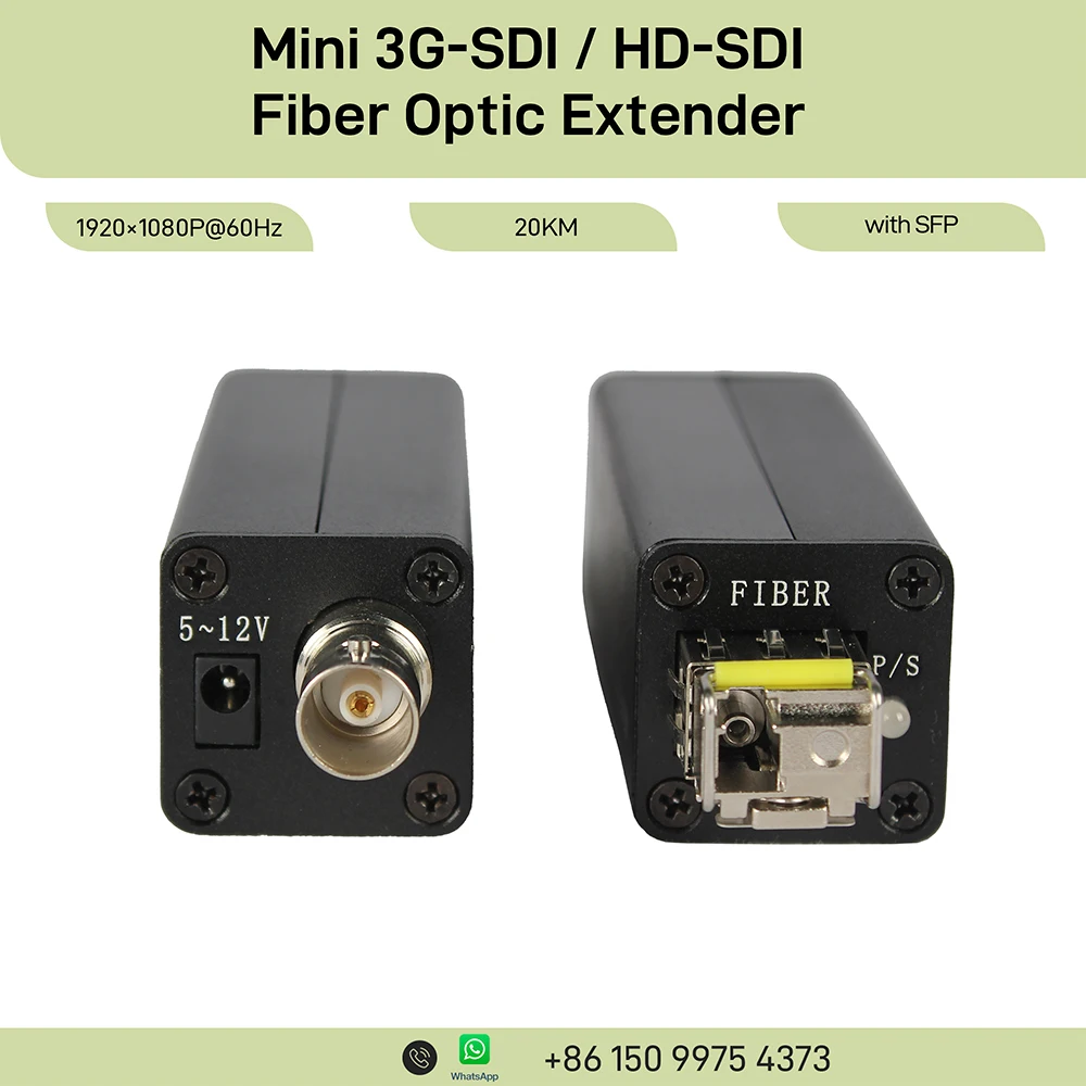 Mini 3G HD SDI to Fiber Optic Converter 1080p60 LC Single Mode 20KM SDI Extender Transmitter Receiver with SFP
Mini 3G HD SDI to Fiber Optic Converter 1080p60 LC Single Mode 20KM SDI Extender Transmitter Receiver with SFP