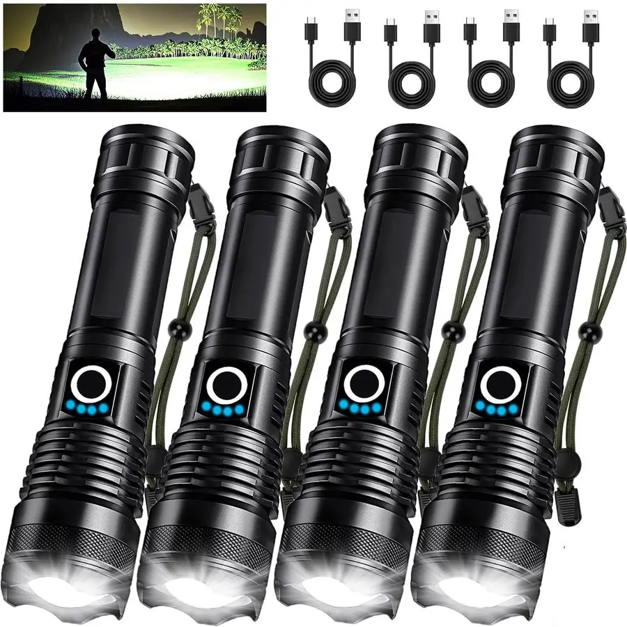 Набор перезаряжаемых светодиодных фонарей высокой яркости, 90 000 лм, суперяркий фонарь, регулируемый мощный фонарик с USB-кабелем
Набор перезаряжаемых светодиодных фонарей высокой яркости, 90 000 лм, суперяркий фонарь, регулируемый мощный фонарик с USB-кабелем