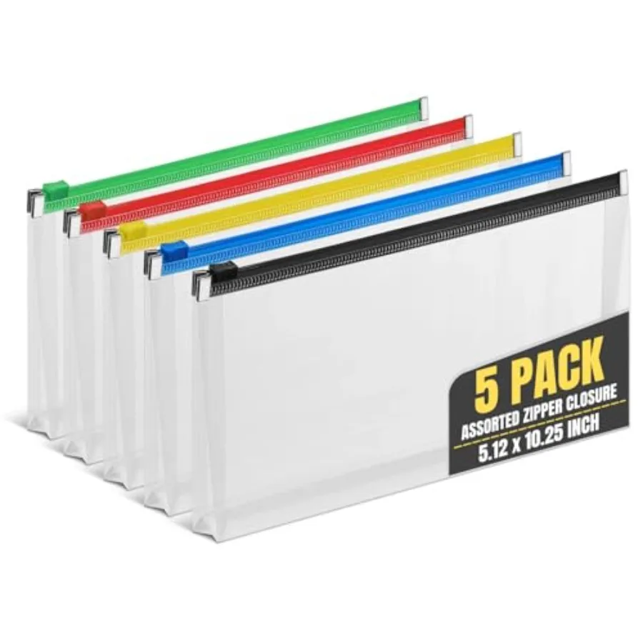 Plastic Filing Envelopes with Zipper Closure, Moisture Resistant Envelope, Letter Size, Assorted Colors, Check Size 5 Pack
Plastic Filing Envelopes with Zipper Closure, Moisture Resistant Envelope, Letter Size, Assorted Colors, Check Size 5 Pack