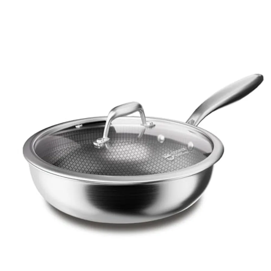 Hybrid Stainless Steel Wok with Lid Nonstick Stir Fry Pan and Deep Frying Pan Tri-Ply Clad Honeycomb Everyday Pan Induction Rea
Hybrid Stainless Steel Wok with Lid Nonstick Stir Fry Pan and Deep Frying Pan Tri-Ply Clad Honeycomb Everyday Pan Induction Rea