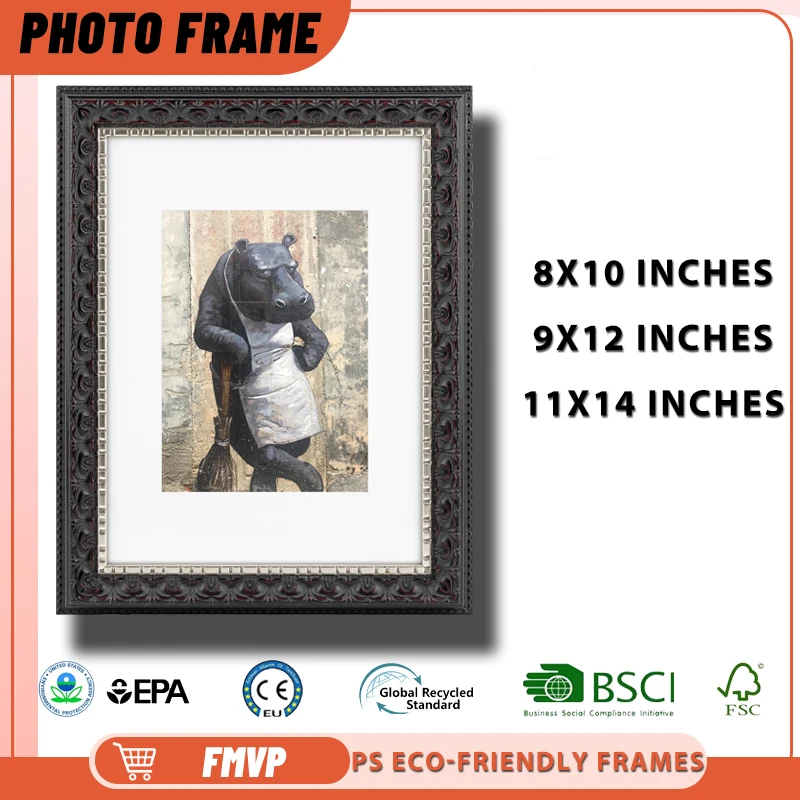 11x14 Black Frame Silver Ornate Border Perfect for Whimsical Art Like Tired Hippo Janitor with Broom Display Frame
11x14 Black Frame Silver Ornate Border Perfect for Whimsical Art Like Tired Hippo Janitor with Broom Display Frame