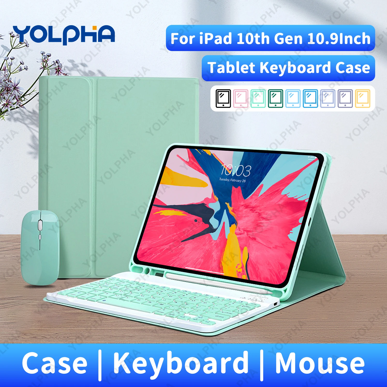 iPad 10th Gen 10.9 Inch 2022 Keyboard Case Magnetic Detachable Folio Bluetooth Keyboard Cover with Wireless Mouse Pencil Slot
iPad 10th Gen 10.9 Inch 2022 Keyboard Case Magnetic Detachable Folio Bluetooth Keyboard Cover with Wireless Mouse Pencil Slot