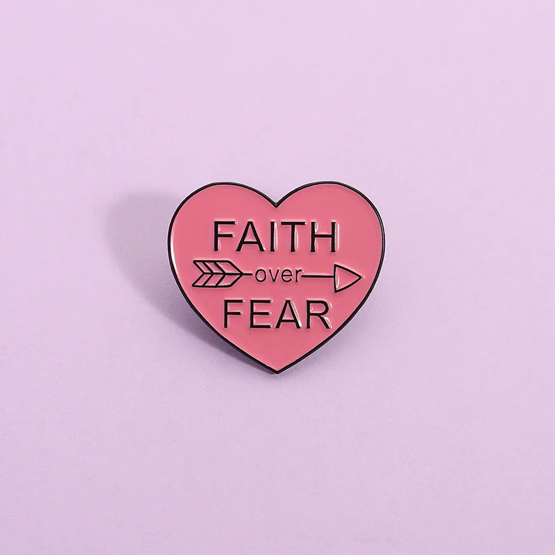 "Faith Over Fear" Pink Heart Enamel Pin Inspirational Brooch Quote Badge for Backpack Lapel Pin Jewelry Gift
"Faith Over Fear" Pink Heart Enamel Pin Inspirational Brooch Quote Badge for Backpack Lapel Pin Jewelry Gift 