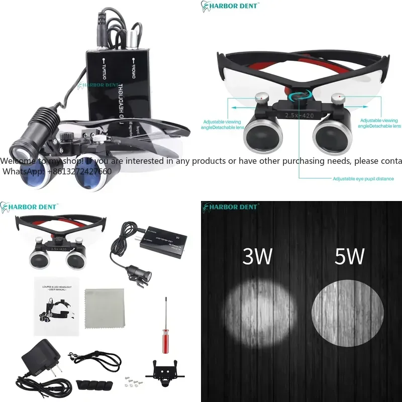 2.5X 3.5X Magnification Binocular Loupe Surgery Magnifier with Headlight 5W LED Spot Light Magnifying Lenses
2.5X 3.5X Magnification Binocular Loupe Surgery Magnifier with Headlight 5W LED Spot Light Magnifying Lenses