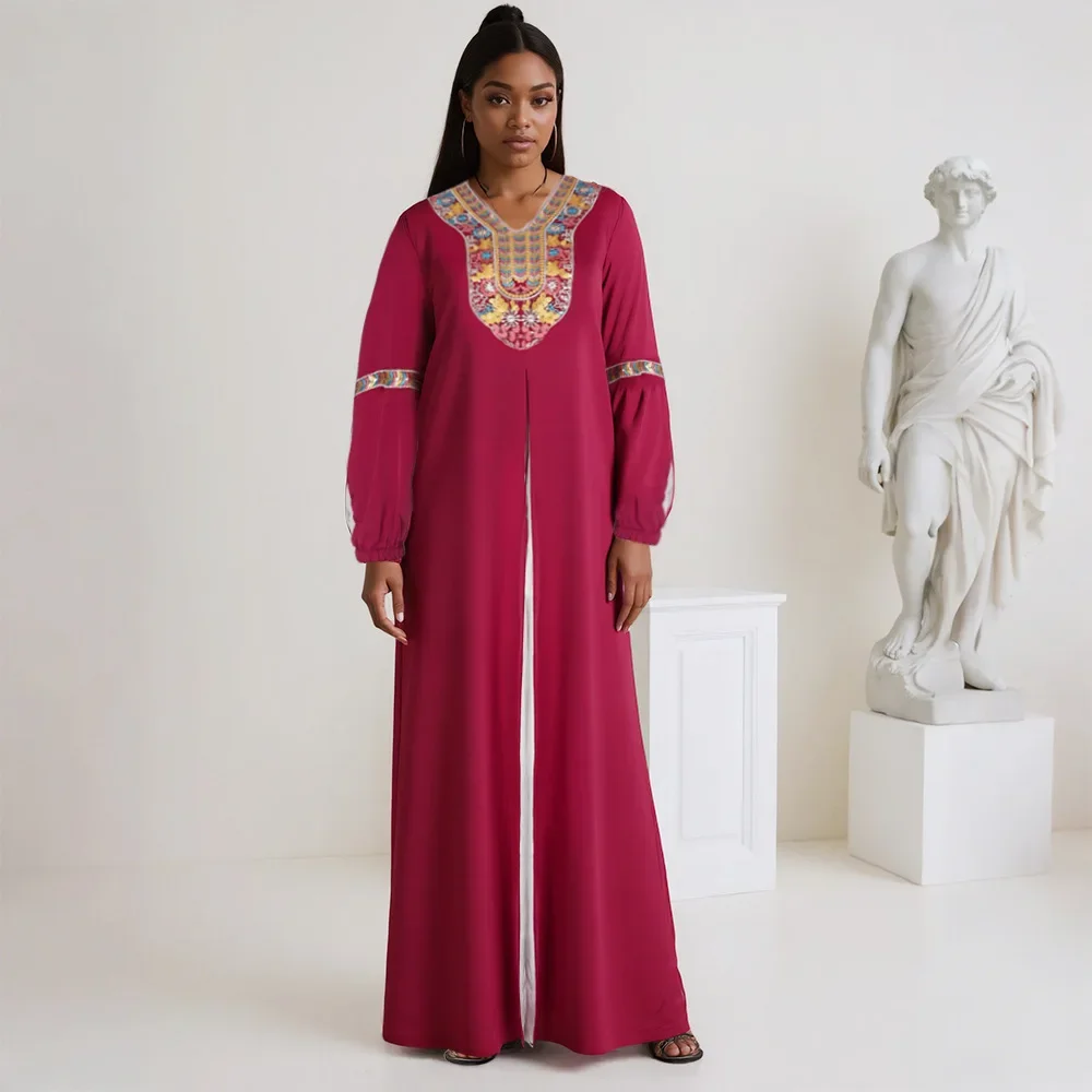 2025 African Party Evening Dresses for Women Summer Elegant Muslim Women Long Sleeve V-neck Polyester Long Maxi Dress Outfits
2025 African Party Evening Dresses for Women Summer Elegant Muslim Women Long Sleeve V-neck Polyester Long Maxi Dress Outfits