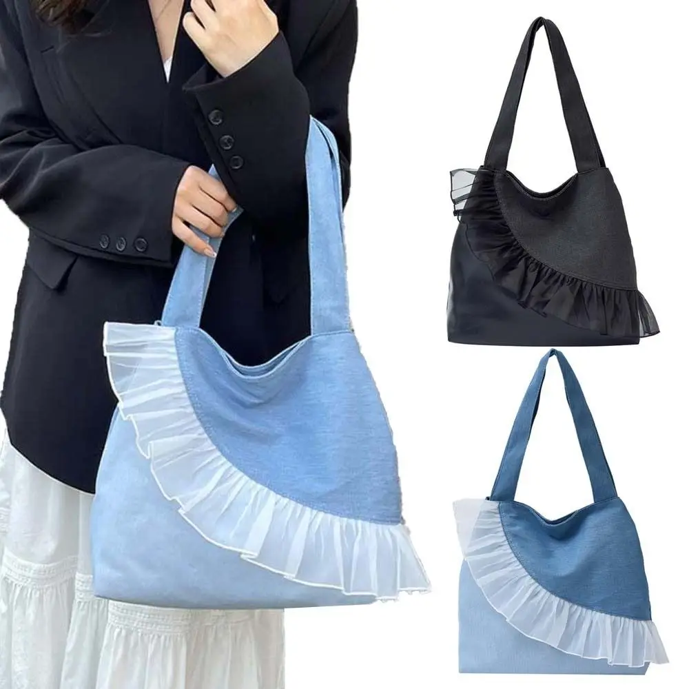 Fashion Portable Denim Blue Tote Bag Black Korean Style Commuting Shoulder Pouch Polyester Versatile Canvas Lace Handbag Spring
Fashion Portable Denim Blue Tote Bag Black Korean Style Commuting Shoulder Pouch Polyester Versatile Canvas Lace Handbag Spring
