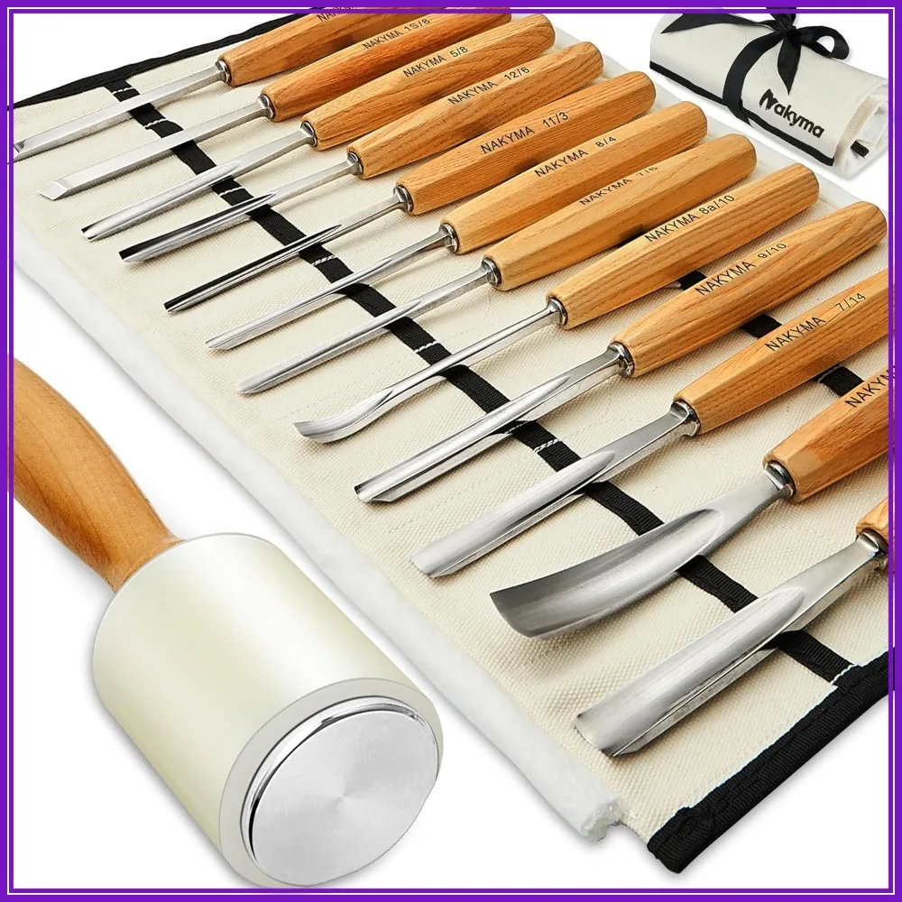 12-Piece Wood Carving Set with Sharp Steel Blades and Canvas Case for All Skill Levels
12-Piece Wood Carving Set with Sharp Steel Blades and Canvas Case for All Skill Levels