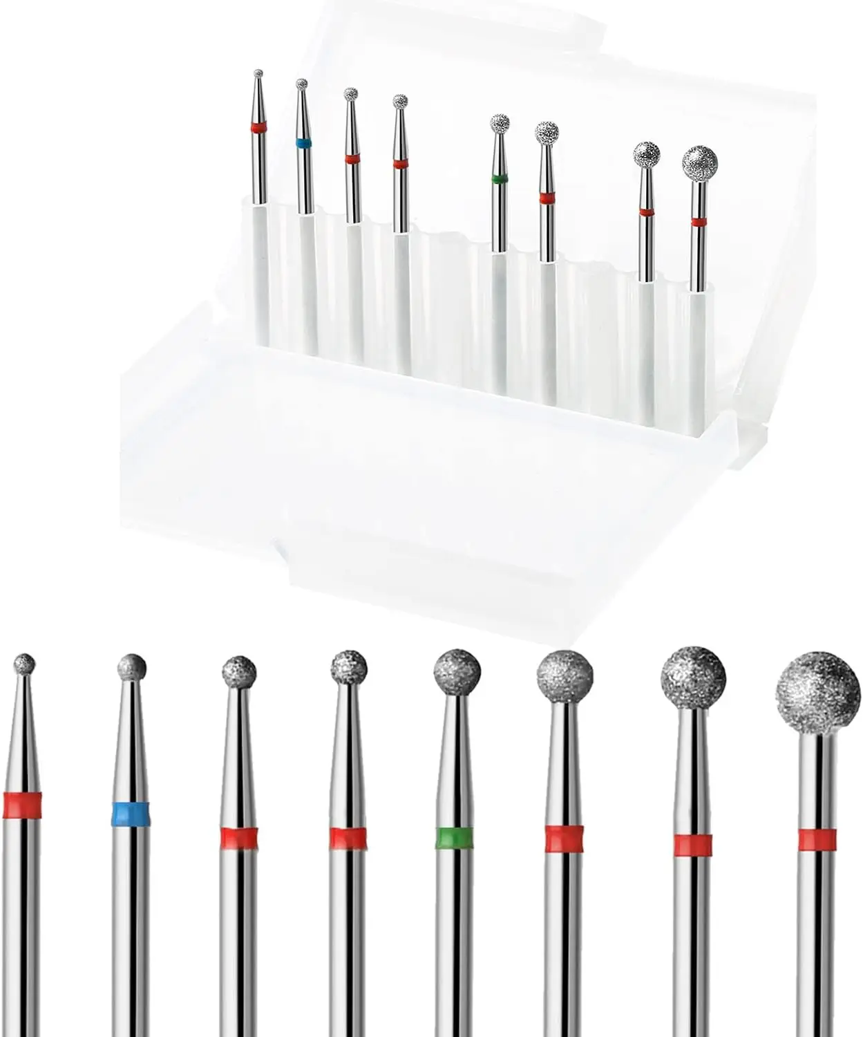8Pcs Diamond Nail Drill Bits Set, 3/32'' Cuticle Clean Ball Head for Electric File, Gel Polish Manicure Pedicure Tools
8Pcs Diamond Nail Drill Bits Set, 3/32'' Cuticle Clean Ball Head for Electric File, Gel Polish Manicure Pedicure Tools
