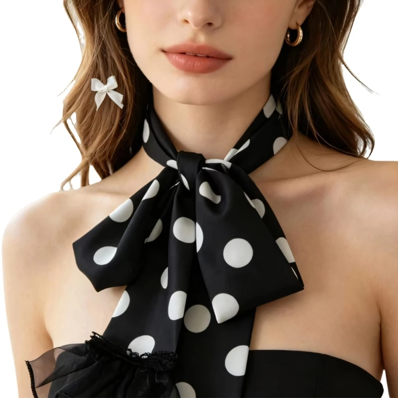 Classical BowTie Scarf With Dotted Design Multiuse Scarf for Neck Bag Decoration 6XDA
Classical BowTie Scarf With Dotted Design Multiuse Scarf for Neck Bag Decoration 6XDA