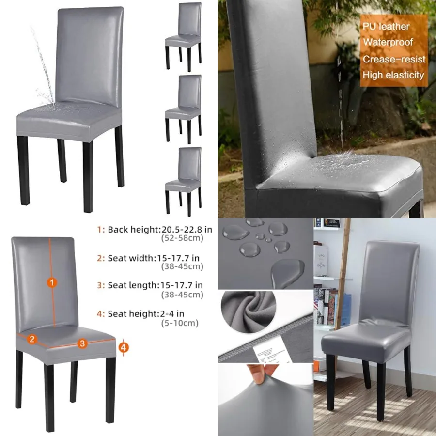 Dining Chair Covers, Solid Pu Leather Waterproof and Oilproof Stretch Dining Chair Protector Cover Slipcover
Dining Chair Covers, Solid Pu Leather Waterproof and Oilproof Stretch Dining Chair Protector Cover Slipcover