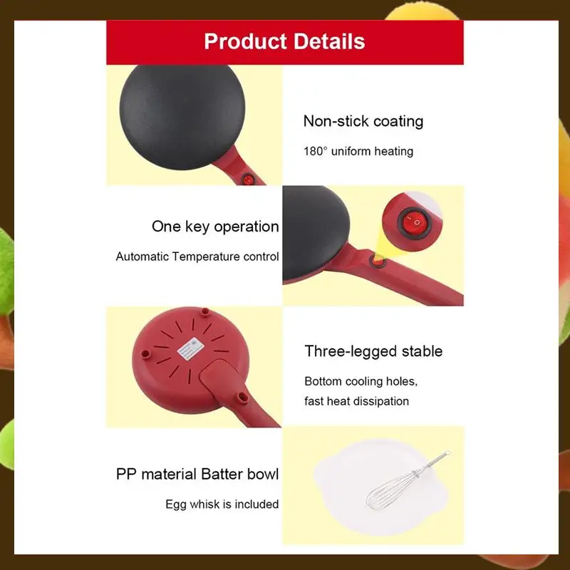 Household Pancake Machine Chinese Spring Rolls Frying Pan Pancake Baking Pan US Plug-Retail
Household Pancake Machine Chinese Spring Rolls Frying Pan Pancake Baking Pan US Plug-Retail