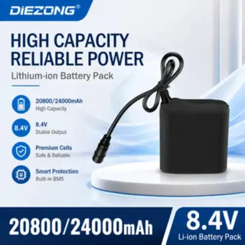 For AIMIHUO Headlight Backup 20800/24000mAh 8.4V Battery Pack 8x18650 Li-ion Rechargeable Battery with Waterproof Silicone Case
For AIMIHUO Headlight Backup 20800/24000mAh 8.4V Battery Pack 8x18650 Li-ion Rechargeable Battery with Waterproof Silicone Case
