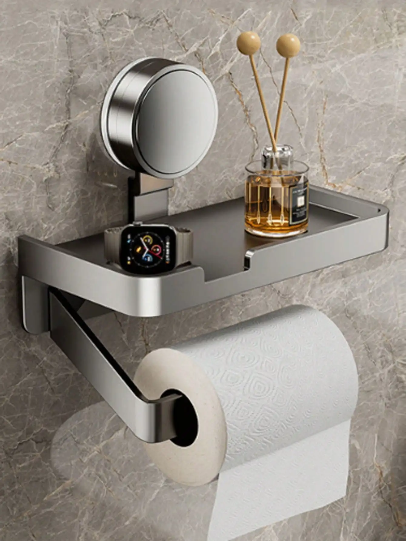 Wall-Mounted Toilet Paper Holder, Adhesive & Screw Bathroom Storage Organizer
Wall-Mounted Toilet Paper Holder, Adhesive & Screw Bathroom Storage Organizer