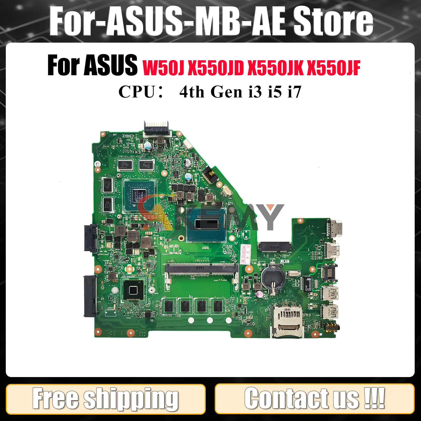 X550JX Материнская плата для ноутбука ASUS VivoBook FX50J A550J F550J K550J X550JF W50J X550JK X550J X550JD Материнская плата с процессором i3 i5 i7
X550JX Материнская плата для ноутбука ASUS VivoBook FX50J A550J F550J K550J X550JF W50J X550JK X550J X550JD Материнская плата с процессором i3 i5 i7